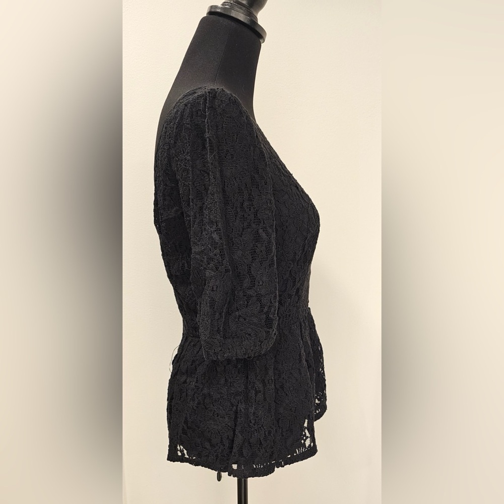 Juicy Couture Black Lace Peplum Top, Size 6 - Picture 2 of 6
